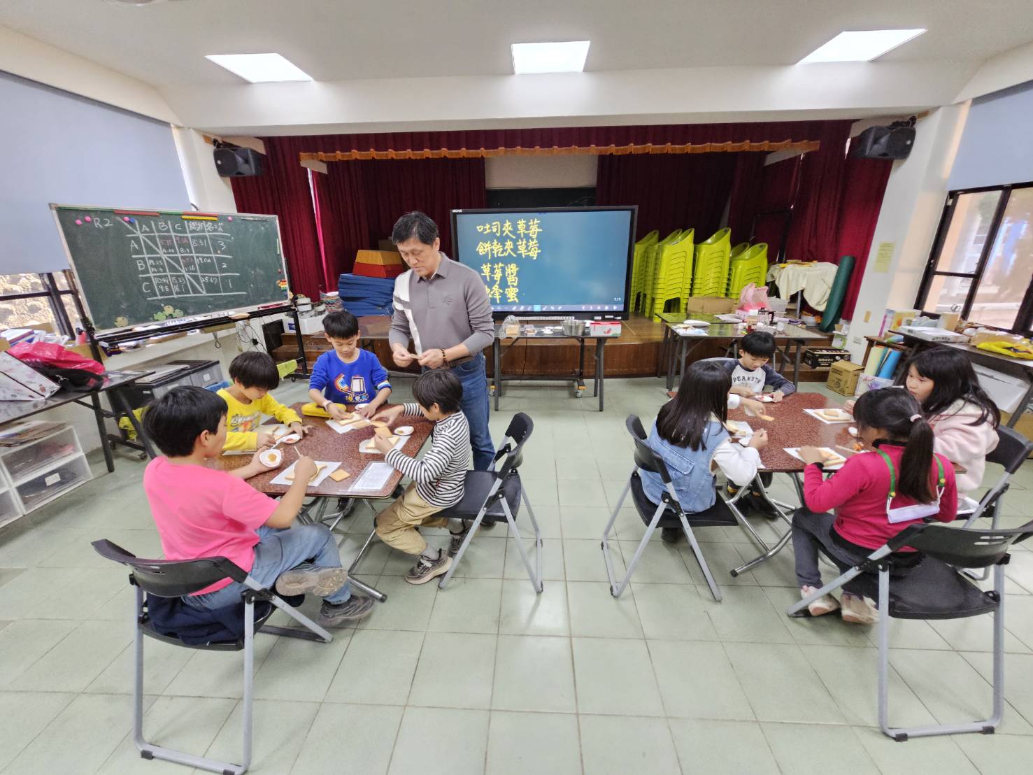 學生進行草莓DIY製作